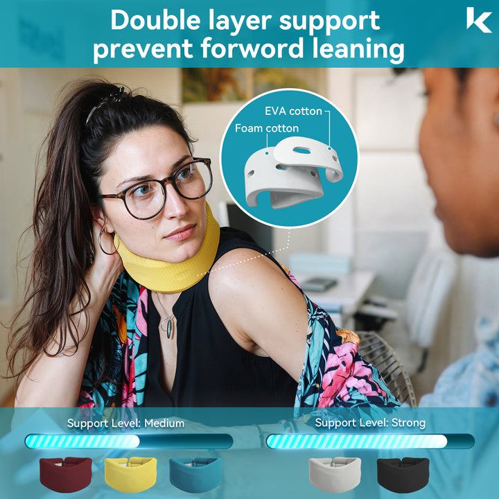 Premium Adjustable Neck Brace Foam Cervical Collar for Pain Relief, Comfortable Support for Home Use and Sleeping, Various Sizes S-XL - PhysioFitLab