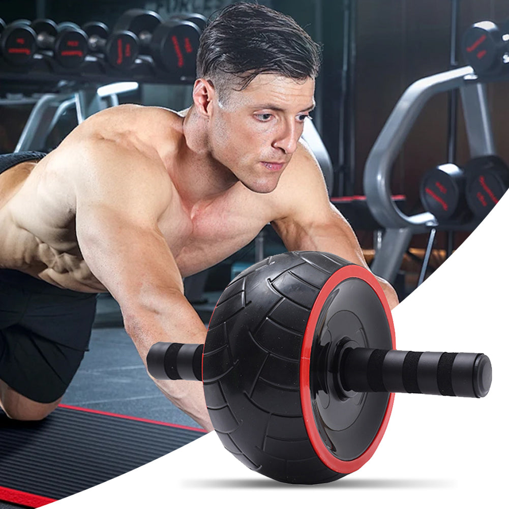 Premium Ab Roller Single Wheel Core Trainer Silent Rubber Exercise Wheel Non Slip Handles Abdominal Roller with Mat for Home Gym Daily Use Fitness