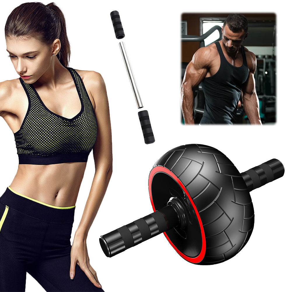 Premium Ab Roller Single Wheel Core Trainer Silent Rubber Exercise Wheel Non Slip Handles Abdominal Roller with Mat for Home Gym Daily Use Fitness