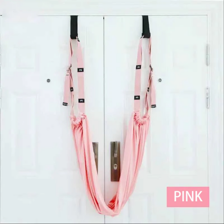 Premium Aerial Yoga Belt Adjustable Stretching Strap Elastic Support Trainer Portable Yoga Band for Pilates Stretching Fitness Home Gym Daily Use