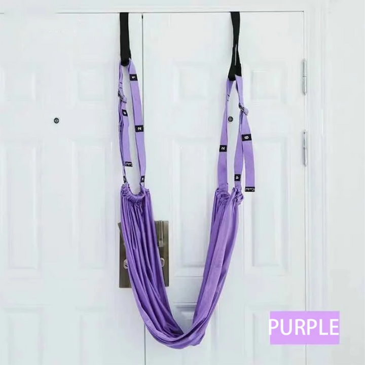 Premium Aerial Yoga Belt Adjustable Stretching Strap Elastic Support Trainer Portable Yoga Band for Pilates Stretching Fitness Home Gym Daily Use