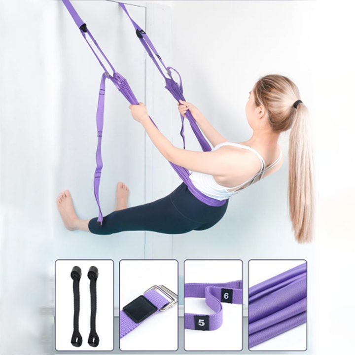Premium Aerial Yoga Belt Adjustable Stretching Strap Elastic Support Trainer Portable Yoga Band for Pilates Stretching Fitness Home Gym Daily Use