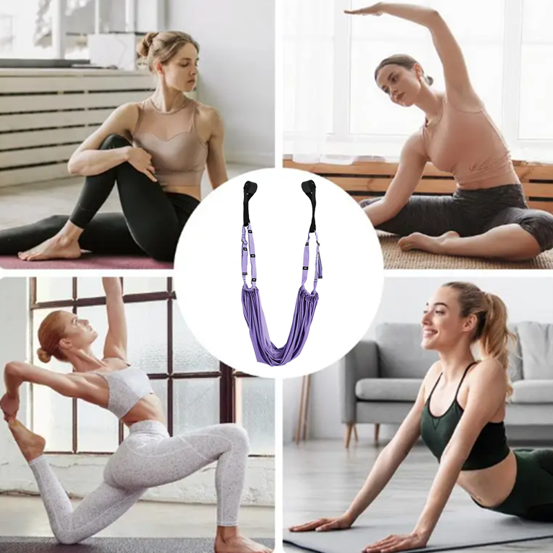 Premium Aerial Yoga Belt Adjustable Stretching Strap Elastic Support Trainer Portable Yoga Band for Pilates Stretching Fitness Home Gym Daily Use