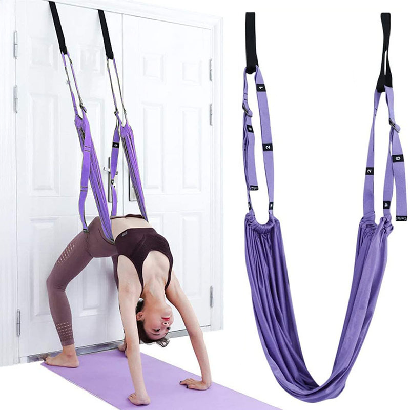Premium Aerial Yoga Belt Adjustable Stretching Strap Elastic Support Trainer Portable Yoga Band for Pilates Stretching Fitness Home Gym Daily Use