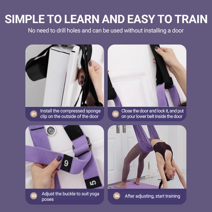 Premium Aerial Yoga Strap Adjustable Stretching Belt Inversion Training Strap Polyester Cotton with Metal Buckle Portable for Home Gym Yoga Daily Use