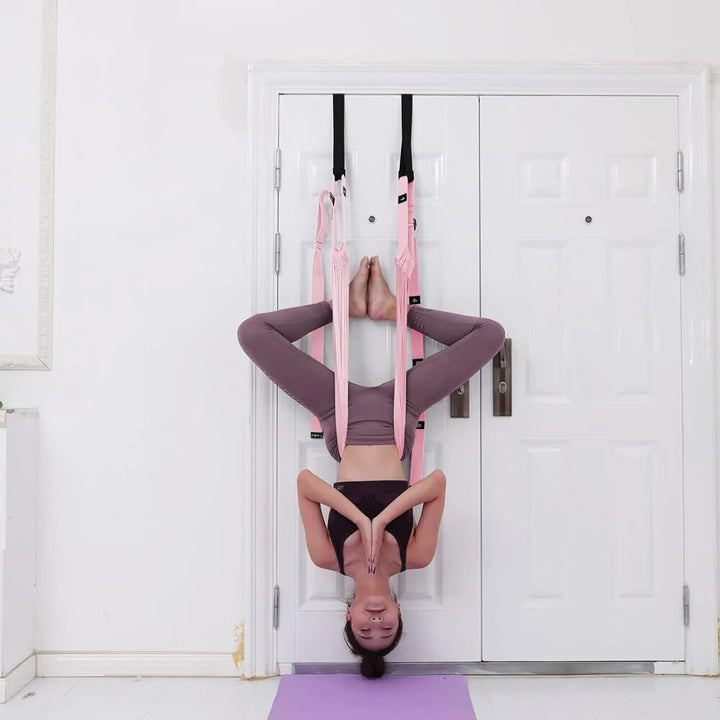 Premium Aerial Yoga Strap Adjustable Stretching Belt Inversion Training Strap Polyester Cotton with Metal Buckle Portable for Home Gym Yoga Daily Use