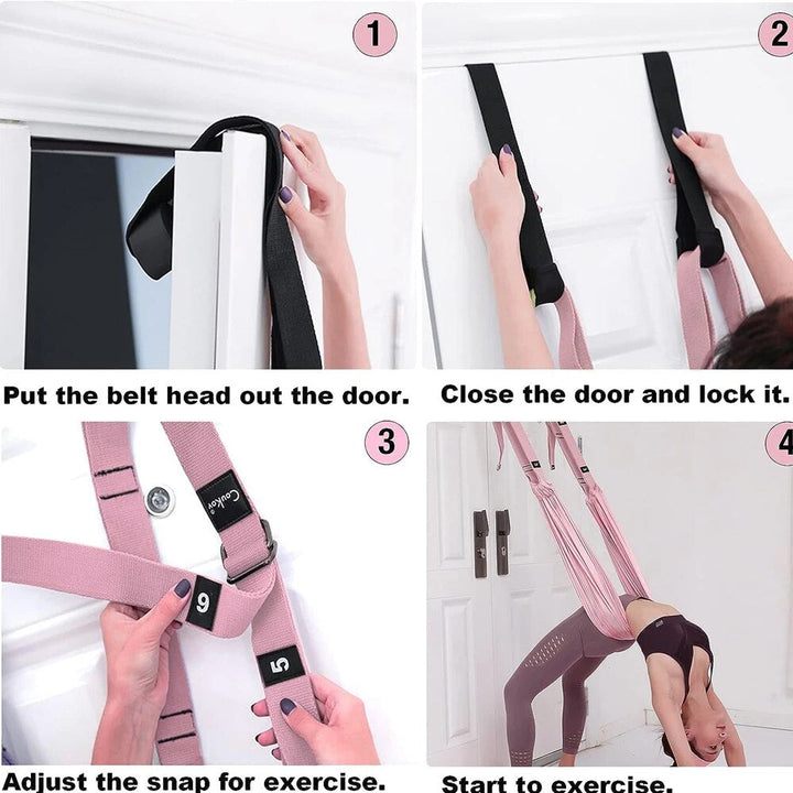 Premium Aerial Yoga Strap Adjustable Stretching Belt Inversion Training Strap Polyester Cotton with Metal Buckle Portable for Home Gym Yoga Daily Use