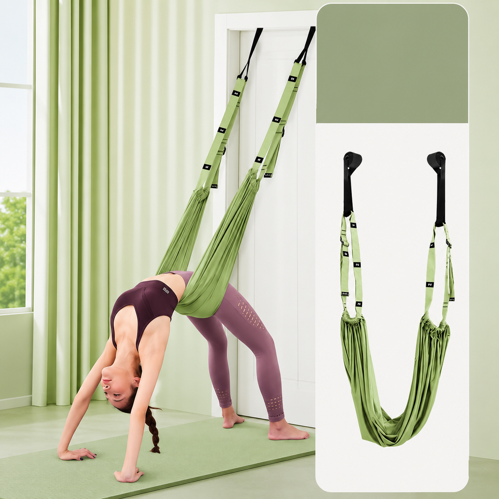 Premium Aerial Yoga Strap Adjustable Stretching Belt Inversion Training Strap Polyester Cotton with Metal Buckle Portable for Home Gym Yoga Daily Use