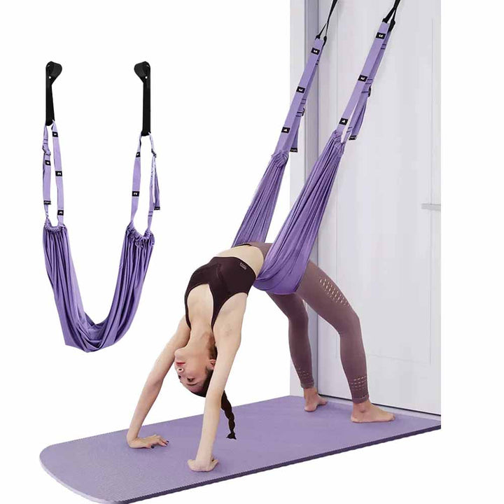 Premium Aerial Yoga Strap Adjustable Stretching Belt Inversion Training Strap Polyester Cotton with Metal Buckle Portable for Home Gym Yoga Daily Use