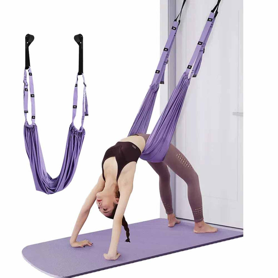 Premium Aerial Yoga Strap Adjustable Stretching Belt Inversion Training Strap Polyester Cotton with Metal Buckle Portable for Home Gym Yoga Daily Use