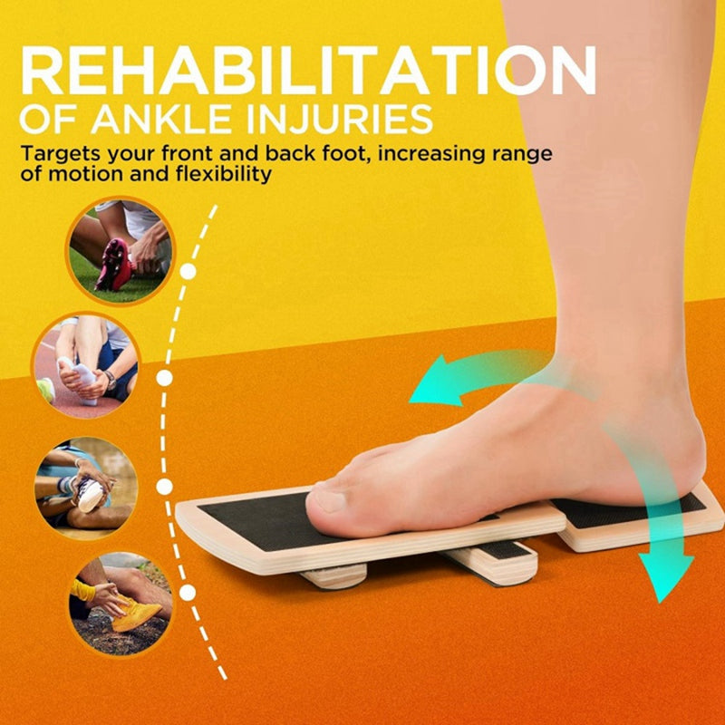 Premium Ankle Balance Board Wooden Foot Trainer Stability Board for Pilates Balance Training Foot Strength Trainer Portable 30x10.8cm Home Gym Daily Use
