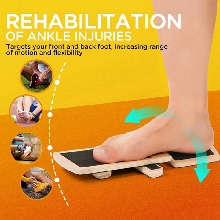 Premium Ankle Balance Board Wooden Foot Trainer Stability Board for Pilates Balance Training Foot Strength Trainer Portable 30x10.8cm Home Gym Daily Use