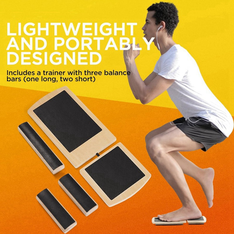 Premium Ankle Balance Board Wooden Foot Trainer Stability Board for Pilates Balance Training Foot Strength Trainer Portable 30x10.8cm Home Gym Daily Use