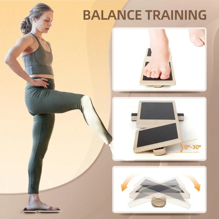Premium Ankle Balance Board Wooden Foot Trainer Stability Board for Pilates Balance Training Foot Strength Trainer Portable 30x10.8cm Home Gym Daily Use