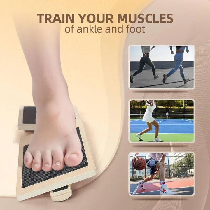 Premium Ankle Balance Board Wooden Foot Trainer Stability Board for Pilates Balance Training Foot Strength Trainer Portable 30x10.8cm Home Gym Daily Use