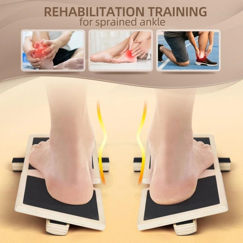 Premium Ankle Balance Board Wooden Foot Trainer Stability Board for Pilates Balance Training Foot Strength Trainer Portable 30x10.8cm Home Gym Daily Use