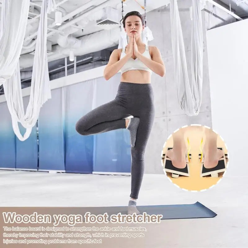 Premium Ankle Balance Board Wooden Foot Trainer Stability Board for Pilates Balance Training Foot Strength Trainer Portable 30x10.8cm Home Gym Daily Use