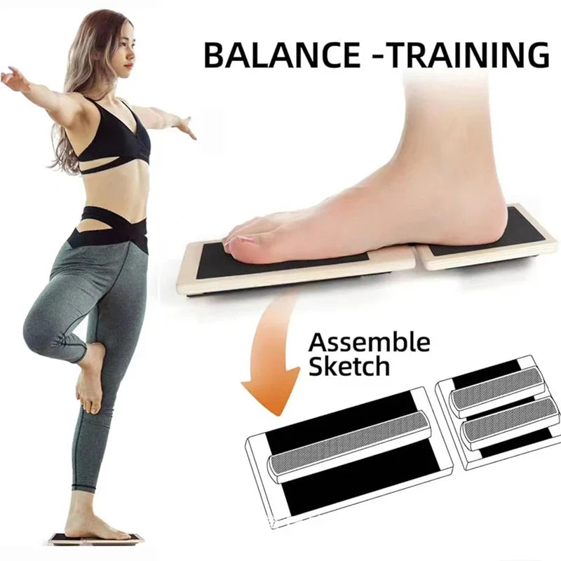 Premium Ankle Balance Board Wooden Foot Trainer Stability Board for Pilates Balance Training Foot Strength Trainer Portable 30x10.8cm Home Gym Daily Use