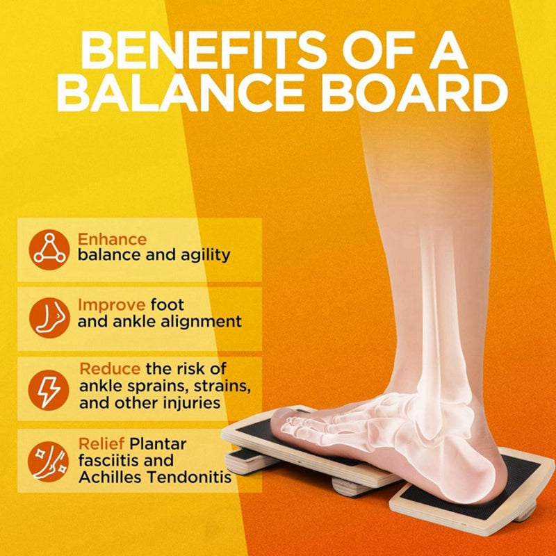 Premium Ankle Balance Board Wooden Foot Trainer Stability Board for Pilates Balance Training Foot Strength Trainer Portable 30x10.8cm Home Gym Daily Use