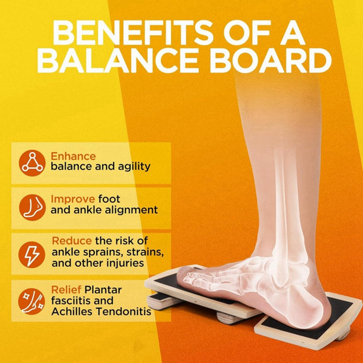 Premium Ankle Balance Board Wooden Foot Trainer Stability Board for Pilates Balance Training Foot Strength Trainer Portable 30x10.8cm Home Gym Daily Use