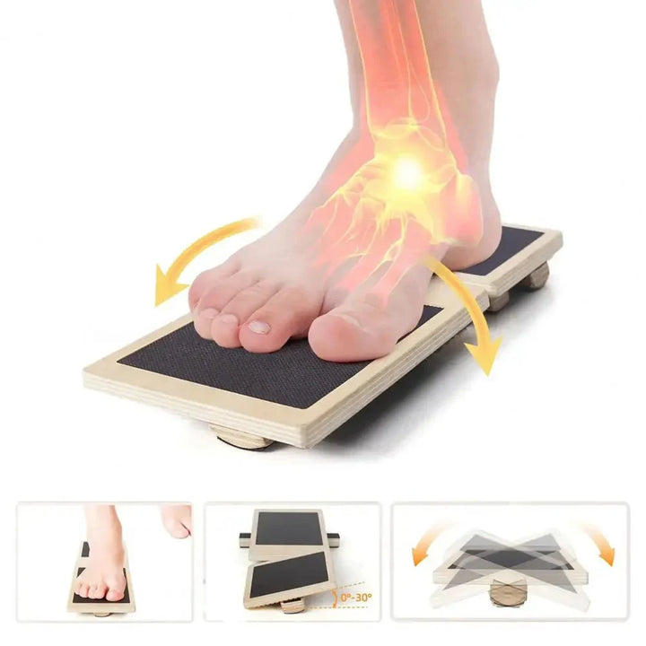 Premium Ankle Balance Board Wooden Foot Trainer Stability Board for Pilates Balance Training Foot Strength Trainer Portable 30x10.8cm Home Gym Daily Use
