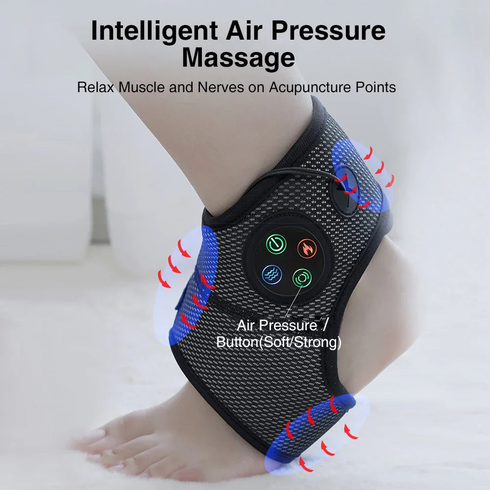 Premium Ankle Massager Air Compression Foot Massager Adjustable Intensity USB Rechargeable Lightweight Ankle Brace for Home Gym Work Daily Use Comfort