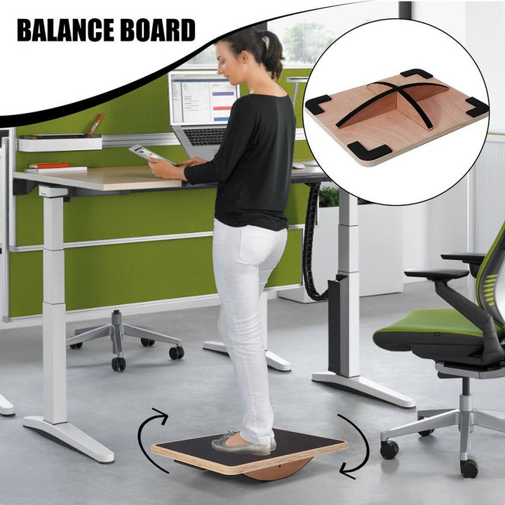 Premium Balance Board 360 Degree Wobble Trainer Anti Slip Wooden Board Rubber Base Core Stability Trainer for Home Office Gym Daily Use Fitness Training