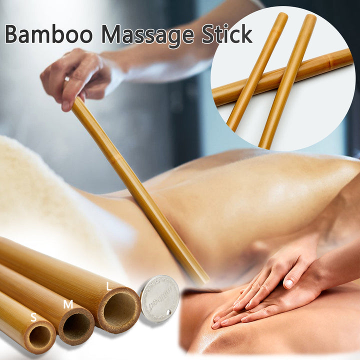 Premium Bamboo Massage Stick Set Natural Gua Sha Tools Body Massager Wooden Fascia Roller Portable Muscle Relaxation Kit for Home Gym Travel Daily Use