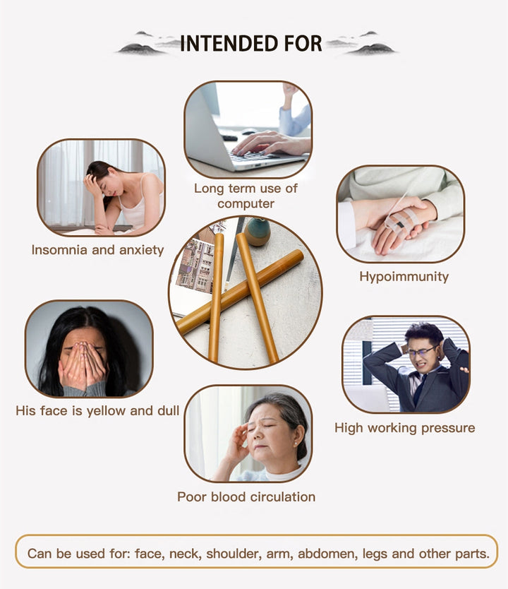 Premium Bamboo Massage Stick Set Natural Gua Sha Tools Body Massager Wooden Fascia Roller Portable Muscle Relaxation Kit for Home Gym Travel Daily Use