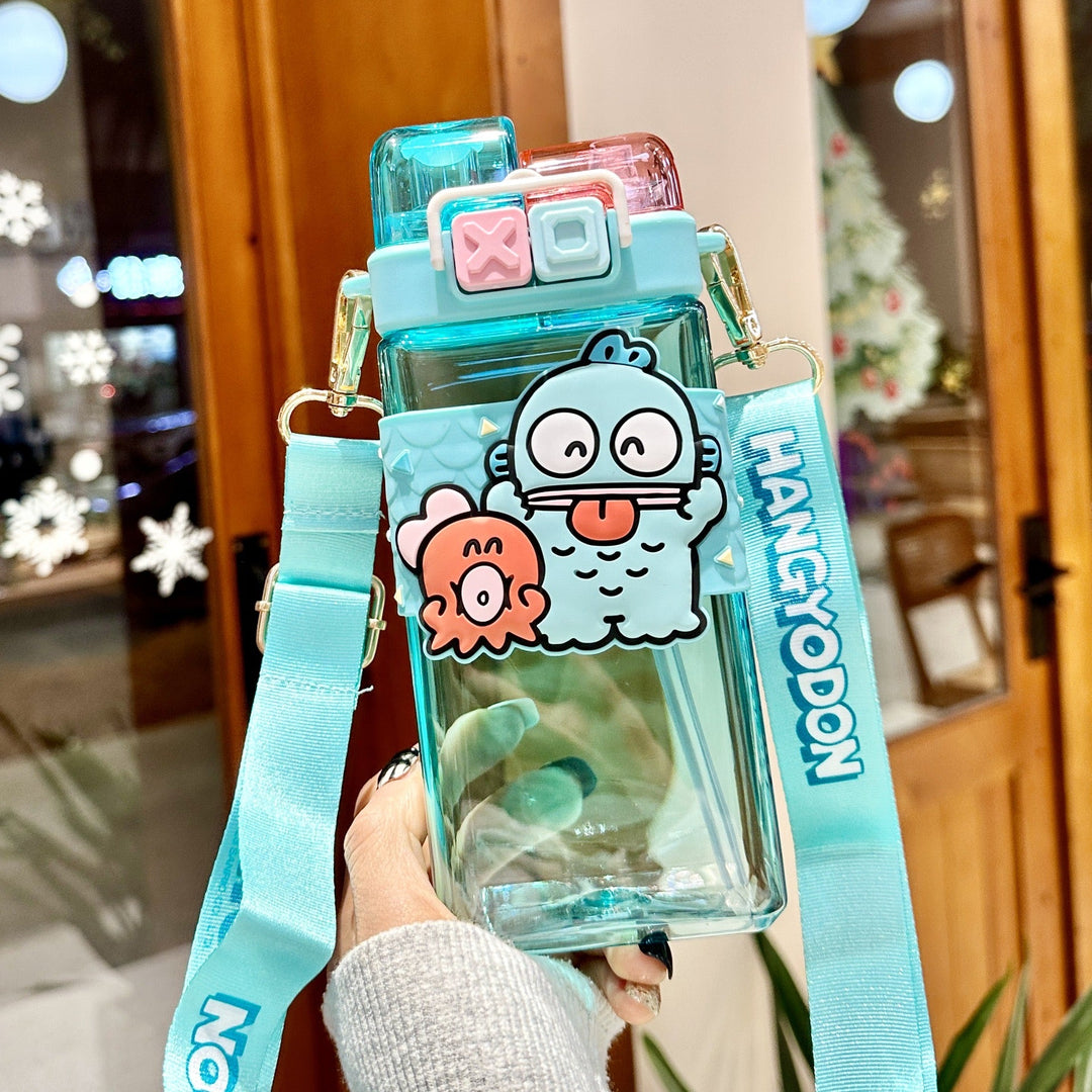Premium Cartoon Water Bottle 520ML Double Drink Cup Leak Proof Plastic Bottle Cute Design Portable Student Bottle for School Travel Daily Use