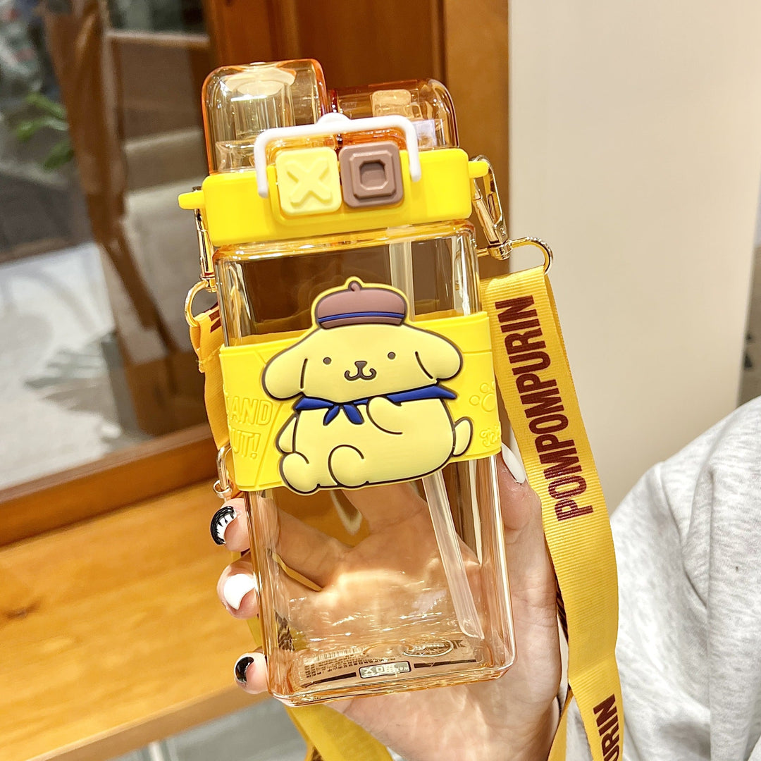 Premium Cartoon Water Bottle 520ML Double Drink Cup Leak Proof Plastic Bottle Cute Design Portable Student Bottle for School Travel Daily Use