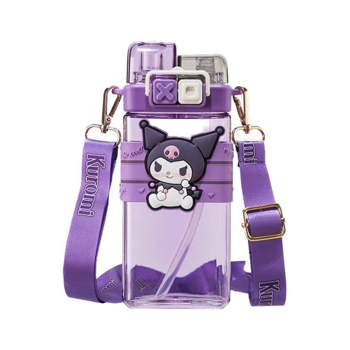 Premium Cartoon Water Bottle 520ML Double Drink Cup Leak Proof Plastic Bottle Cute Design Portable Student Bottle for School Travel Daily Use