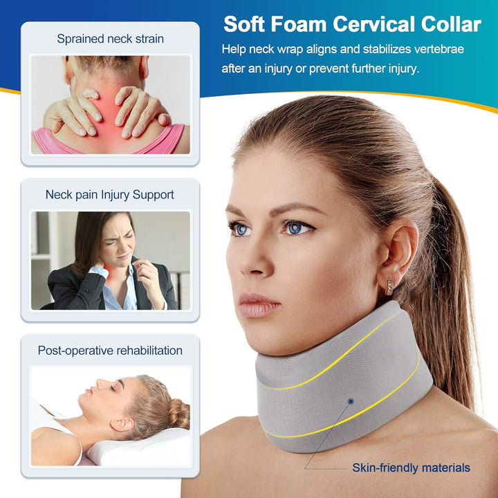 Premium Cervical Collar Neck Brace Adjustable Foam Neck Support Breathable Soft Collar for Sleep Work Travel Comfort Fit Sizes S to XL