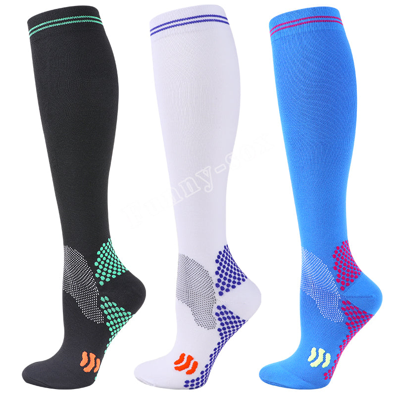 Premium Compression Socks 20 to 30 mmHg Support Socks Breathable Moisture Wicking Unisex Knee High Socks for Sports Travel Work Daily Use 1 or 3 Pairs