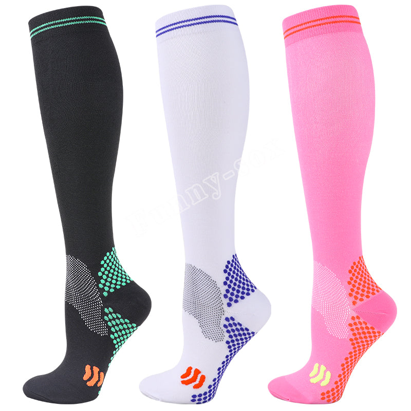 Premium Compression Socks 20 to 30 mmHg Support Socks Breathable Moisture Wicking Unisex Knee High Socks for Sports Travel Work Daily Use 1 or 3 Pairs