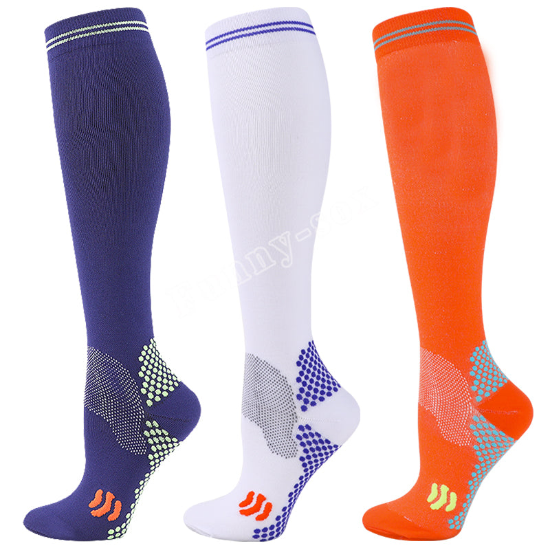 Premium Compression Socks 20 to 30 mmHg Support Socks Breathable Moisture Wicking Unisex Knee High Socks for Sports Travel Work Daily Use 1 or 3 Pairs