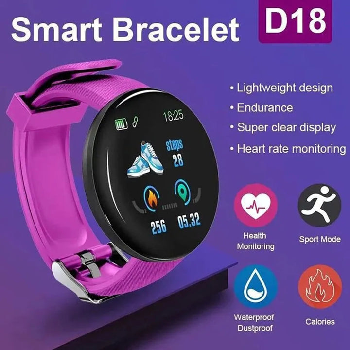 Premium D18 Smart Watch Fitness Tracker 1.3 Inch Touch Bluetooth Waterproof Activity Tracker Call Message Alerts for Android iOS Daily Use