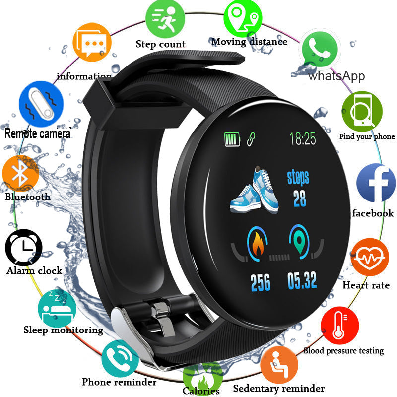 Premium D18 Smart Watch Fitness Tracker 1.3 Inch Touch Bluetooth Waterproof Activity Tracker Call Message Alerts for Android iOS Daily Use