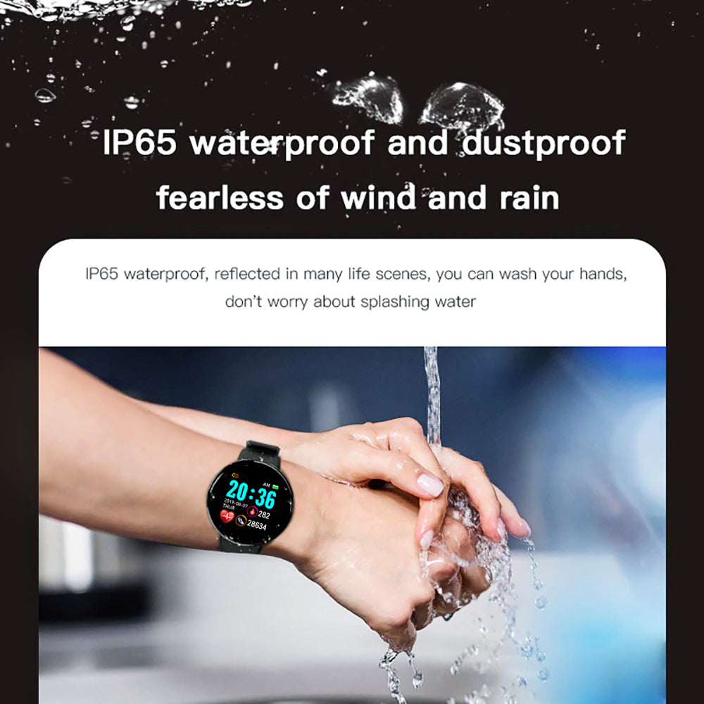 Premium D18 Smart Watch Fitness Tracker 1.3 Inch Touch Bluetooth Waterproof Activity Tracker Call Message Alerts for Android iOS Daily Use