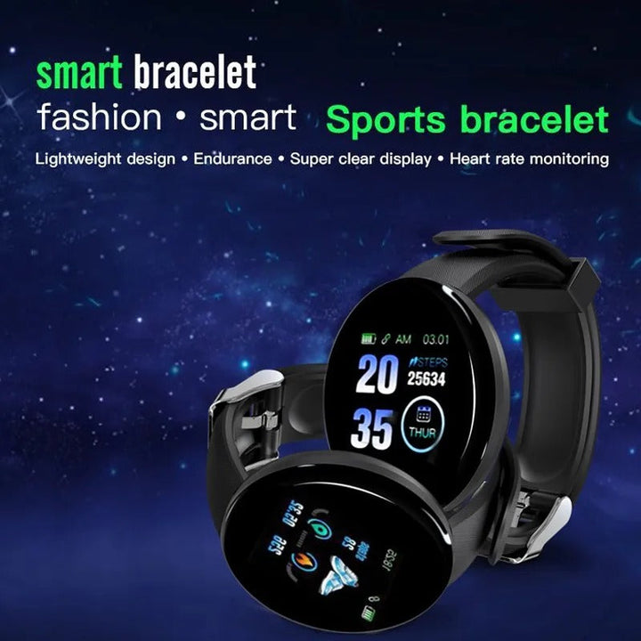 Premium D18 Smart Watch Fitness Tracker 1.3 Inch Touch Bluetooth Waterproof Activity Tracker Call Message Alerts for Android iOS Daily Use