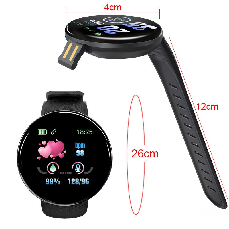 Premium D18 Smart Watch Fitness Tracker 1.3 Inch Touch Bluetooth Waterproof Activity Tracker Call Message Alerts for Android iOS Daily Use