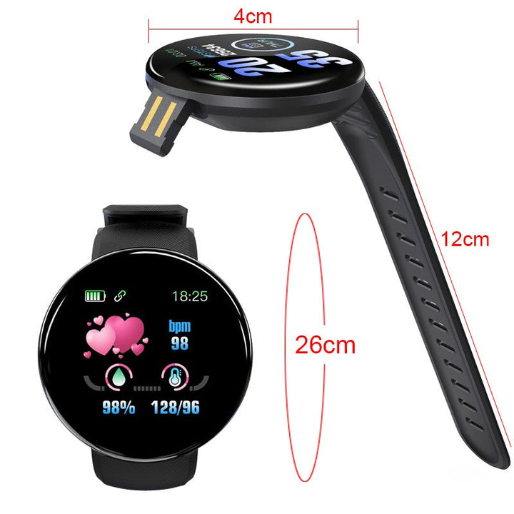 Premium D18 Smart Watch Fitness Tracker 1.3 Inch Touch Bluetooth Waterproof Activity Tracker Call Message Alerts for Android iOS Daily Use