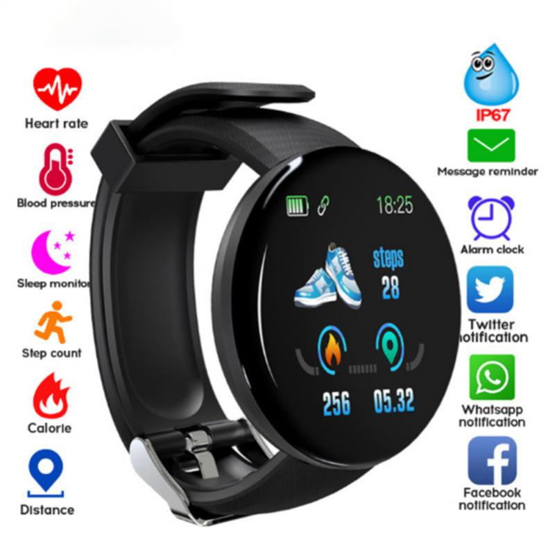 Premium D18 Smart Watch Fitness Tracker 1.3 Inch Touch Bluetooth Waterproof Activity Tracker Call Message Alerts for Android iOS Daily Use