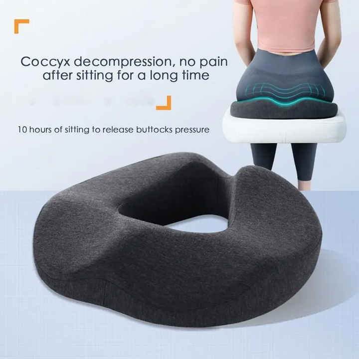 Premium Donut Seat Cushion Memory Foam Ergonomic Chair Pad Non Slip Breathable Cushion Portable for Office Car Home Travel Sitting Daily Use Comfort