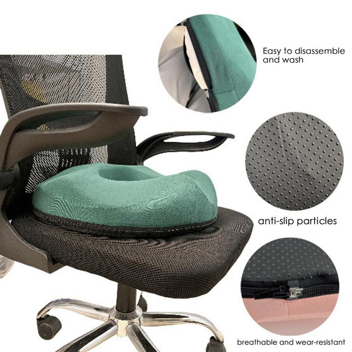 Premium Donut Seat Cushion Memory Foam Ergonomic Chair Pad Non Slip Breathable Cushion Portable for Office Car Home Travel Sitting Daily Use Comfort