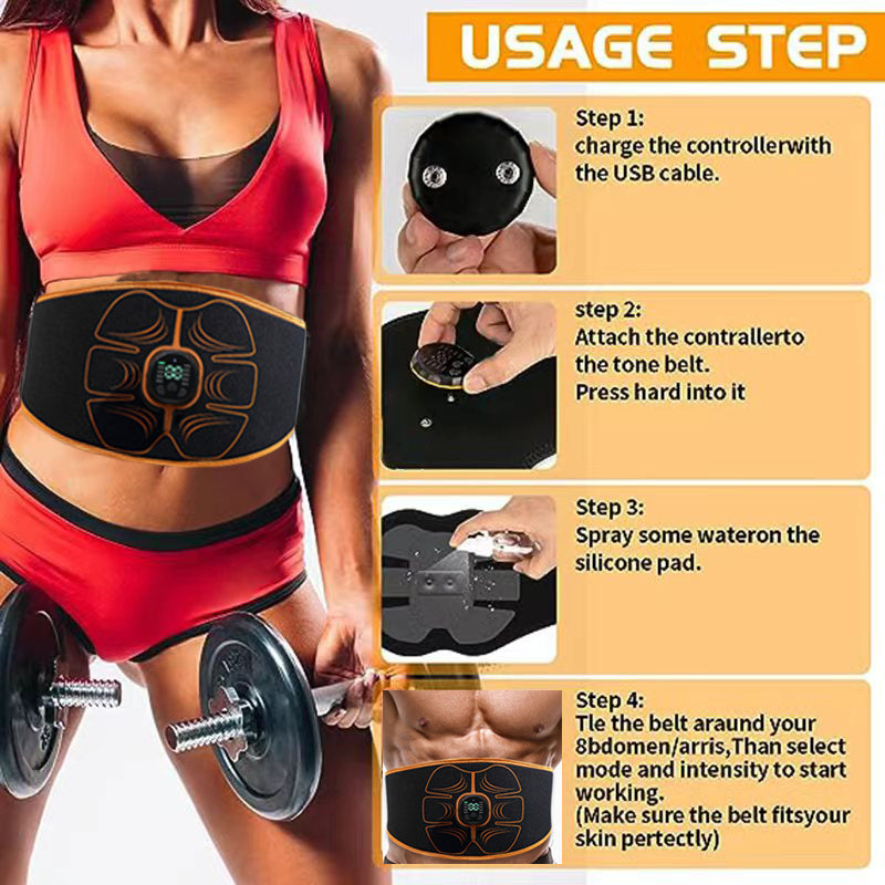 Premium EMS Ab Trainer Belt Muscle Stimulator Adjustable Abdominal Training Belt USB Rechargeable 10 Modes 30 Levels Wearable for Gym Work Daily Use