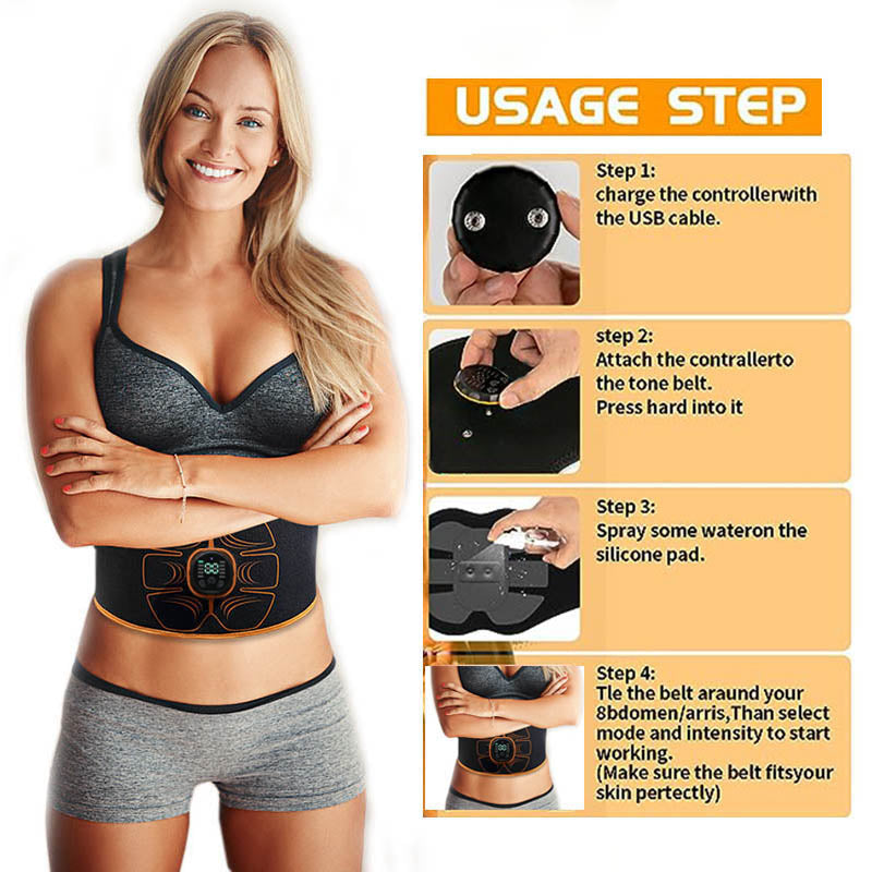 Premium EMS Ab Trainer Belt Muscle Stimulator Adjustable Abdominal Training Belt USB Rechargeable 10 Modes 30 Levels Wearable for Gym Work Daily Use