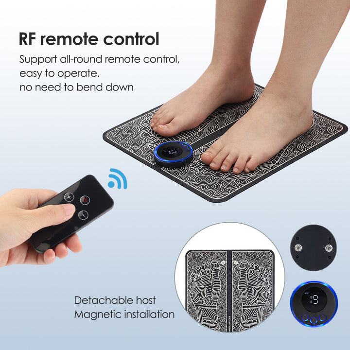 Premium EMS Foot Massager Pad Electric Massage Mat Remote Control 8 Modes 19 Levels Portable Foot Leg Massager for Home Office Travel Daily Use Comfort