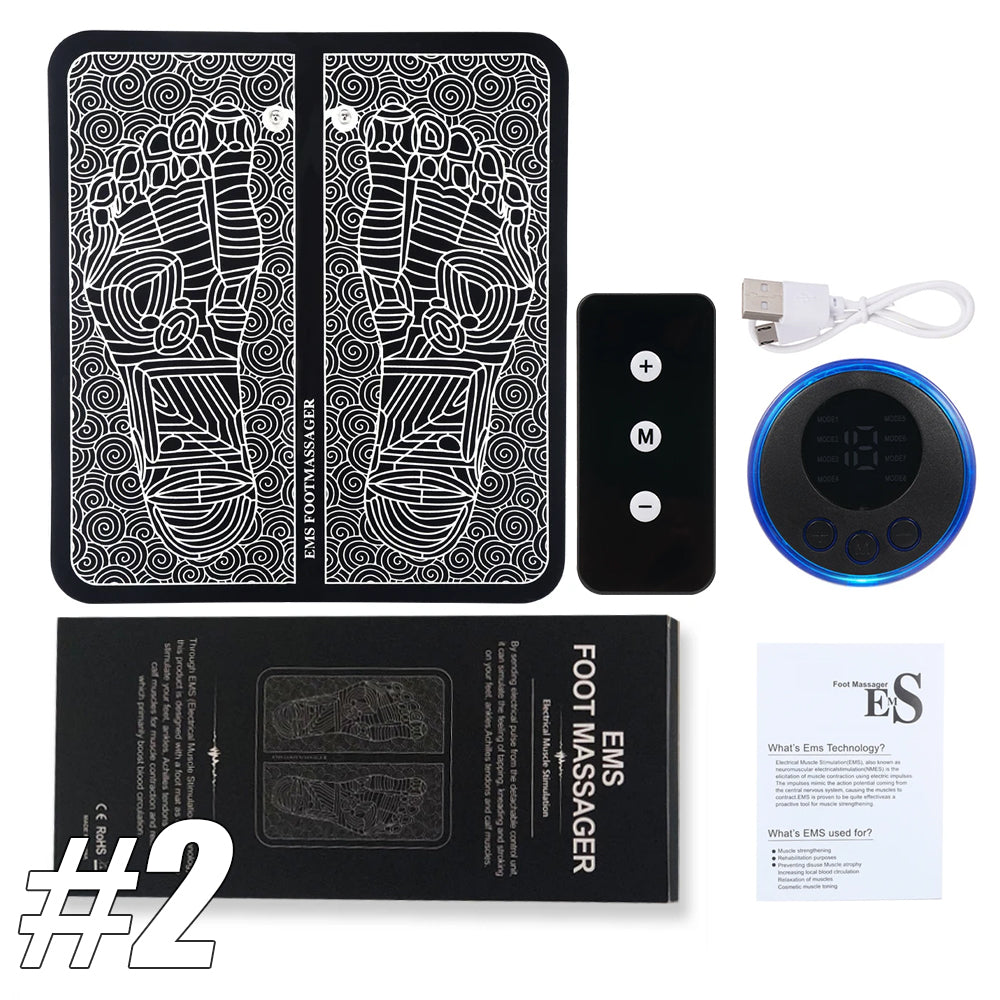 Premium EMS Foot Massager Pad Electric Massage Mat Remote Control 8 Modes 19 Levels Portable Foot Leg Massager for Home Office Travel Daily Use Comfort