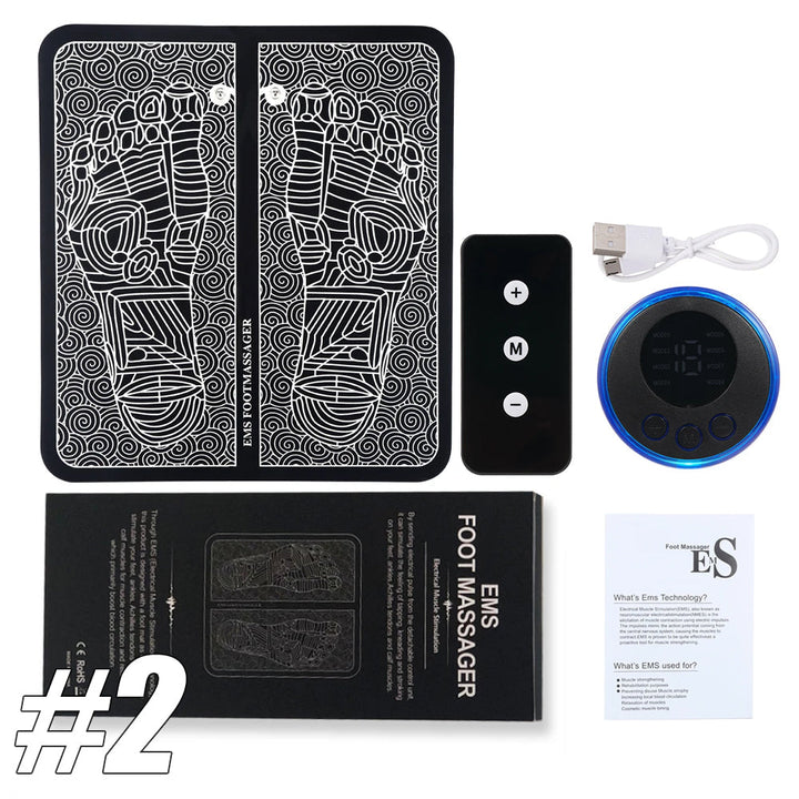 Premium EMS Foot Massager Pad Electric Massage Mat Remote Control 8 Modes 19 Levels Portable Foot Leg Massager for Home Office Travel Daily Use Comfort